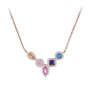 Collana Arcobaleno Rainbow in argento rosa e Zirconi Cuori Milano - gallery