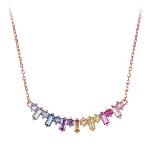 Collana Arcobaleno Rainbow in argento rosa e Zirconi Cuori Milano