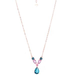 Collana con ciodoli zirconi colorati in argento rose