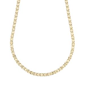 Collana catena piatta da uomo traversino diamantato oro giallo 50 cm - gallery