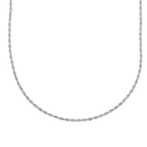 Collana catena Unisex maglia fune piena in oro bianco 60 cm - gallery