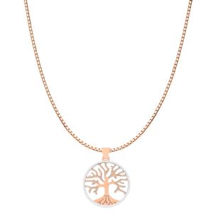 Collana ciondolo albero della vita in oro bianco e rosa e argento 