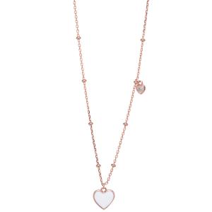 Collana ciondolo cuore argento rosa e smalto bianco - gallery