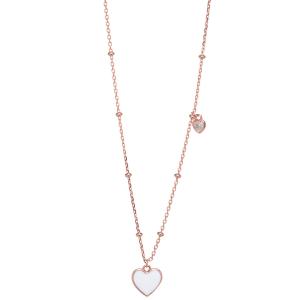 Collana ciondolo cuore argento rosa e smalto bianco - gallery