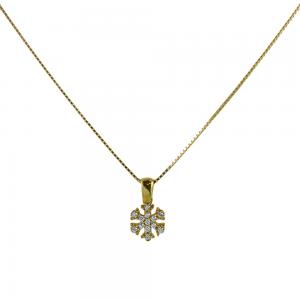 Collana ciondolo Fiocco di Neve in oro giallo e argento con zirconi - gallery