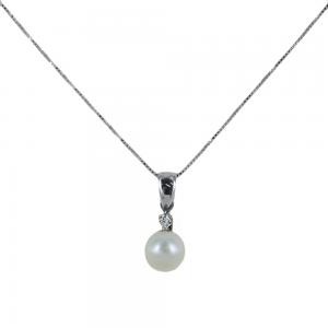 Collana ciondolo Perla Freshwater  in oro e argento  - gallery