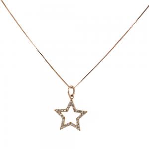 Collana ciondolo stella in oro Rosa e argento con zirconi - gallery