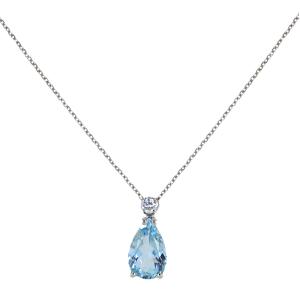 Collana con Acquamarina a goccia e diamante 
