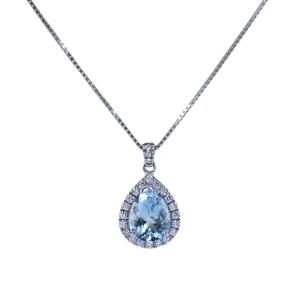 Collana con Acquamarina GOCCIA e diamanti oltre 2 carati 