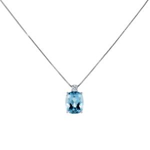 Collana con ciondolo Acquamarina grande e diamante  - gallery