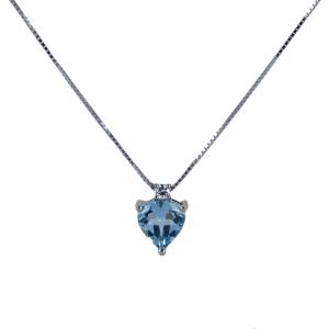 Collana con ciondolo Acquamarina Trillion e diamante 