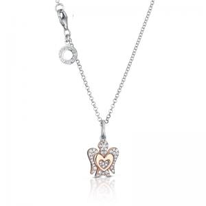 Collana con ciondolo Angelo in argento con Cuore e Zirconi GIA 334