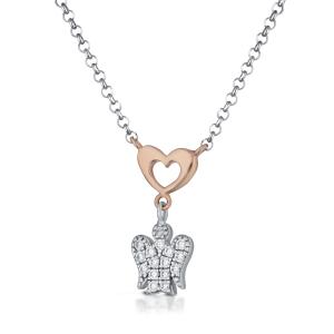 Collana con ciondolo Angelo in argento con Cuore e Zirconi GIA 395 - gallery