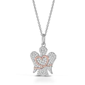 Collana con ciondolo Angelo in argento e Zirconi GIA 800 - gallery