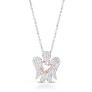 Collana con ciondolo Angelo traforato in argento e Zirconi GIA 481 - gallery
