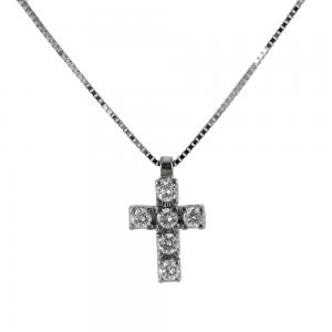 Collana con ciondolo Croce media con Diamanti ct. 0.21