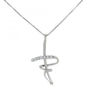 Collana con ciondolo croce particolare in oro e zirconi - gallery