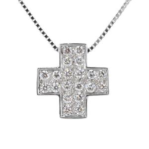 Collana con ciondolo Croce quadrata a pave di Diamanti ct. 0.20 - gallery