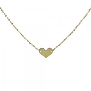 Collana con ciondolo cuore a lastra in oro giallo - cuore piccolo - gallery