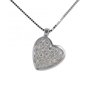 Collana con ciondolo Cuore a pave di Diamanti - grande - gallery