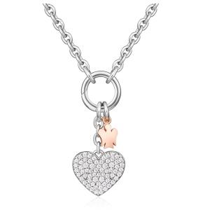 Collana con ciondolo Cuore e  Angelo in argento con Zirconi GIA 439