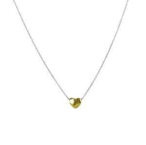 Collana con ciondolo cuore medio sul filo in oro bicolore