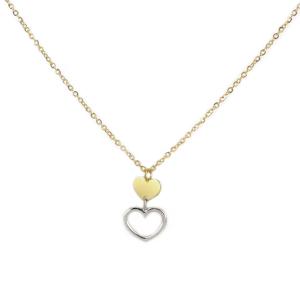 Collana con ciondolo cuore traforato in oro giallo e bianco - gallery