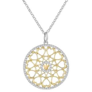 Collana con ciondolo in argento giallo e bianco con Zirconi GIA 464 - gallery