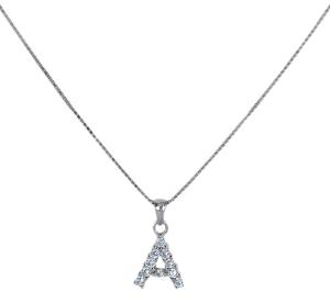 Collana con ciondolo Lettera in argento e zirconi 