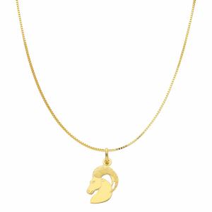 Collana con ciondolo Oroscopo - segno zodiacale - in oro giallo CAPRICORNO - gallery