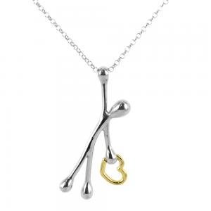 Collana con ciondolo Pensieri Felici CUORE in argento e oro giallo GS3001 - gallery