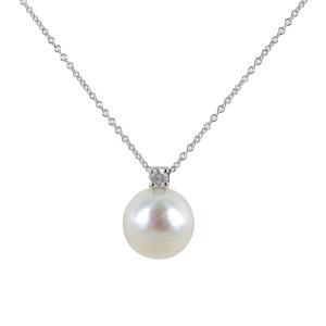 Collana con ciondolo perla Akoya Giapponese 8.50-9.00 mm e diamante - gallery