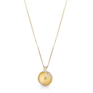 Collana con ciondolo perla Freshwater 9.00-9.00 mm e diamante - gallery