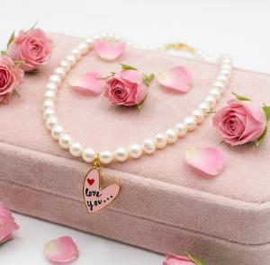 Collana con ciondolo scritta LOVE YOU - ciondolo cuore amore