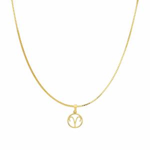 Collana con ciondolo segno zodiacale Ariete in oro giallo stilizzato