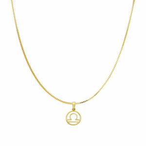 Collana con ciondolo segno zodiacale Bilancia in oro giallo stilizzato - gallery