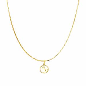 Collana con ciondolo segno zodiacale Capricorno in oro giallo stilizzato