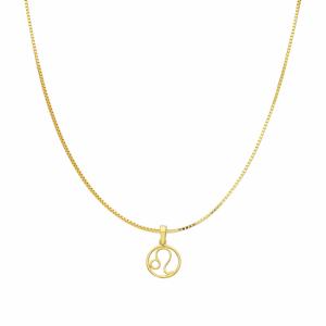 Collana con ciondolo segno zodiacale Leone in oro giallo stilizzato - gallery