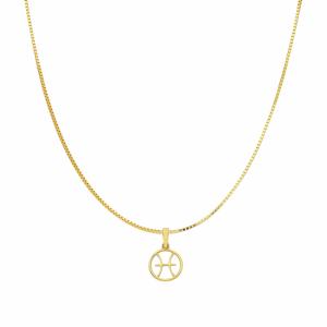 Collana con ciondolo segno zodiacale Pesci in oro giallo stilizzato