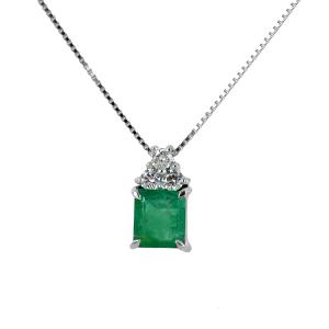 Collana con ciondolo Smeraldo antico e Diamante - gallery