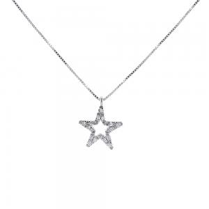 Collana con ciondolo Stella Traforata con Diamanti