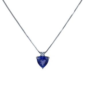 Collana con ciondolo Tanzanite Trillion e diamante 