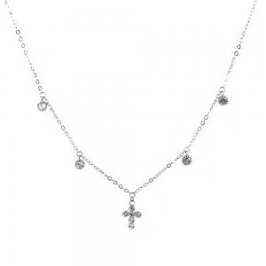 Collana con Croce e charms zirconi bianchi in argento Agios