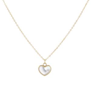 Collana con cuore in oro e madreperla