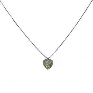 Collana con Diamante Fancy Giallo a Cuore e contorno di Diamanti - gallery