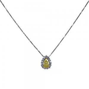 Collana con Diamante Fancy Giallo a Goccia e contorno di Diamanti