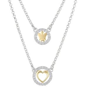 Collana con doppio ciondolo in argento giallo e Zirconi GIA 462 - gallery