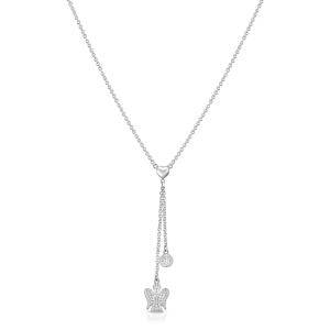 Collana con doppio pendente con agelo in argento e Zirconi GIA 412 - gallery