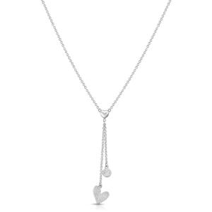 Collana con doppio pendente con cuore in argento e Zirconi GIA 415