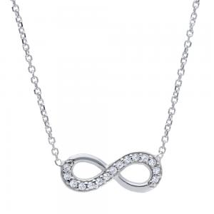 Collana con infinito in oro bianco e zirconi - pendente infinity - gallery